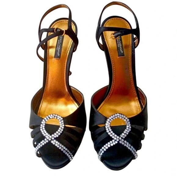Vintage Dolce & Gabbana Strappy High Heel Sandals size 9 BLING Y2K rhinestone - Picture 1 of 9